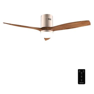 Вентилятор стельовий Cecotec EnergySilence Aero 5600 Classic Gold & DarkWood з підсвіткою та пультом ДК, 40 Вт, 3 лопаті, LED, таймер, 6 швидкостей, режим зима/літо