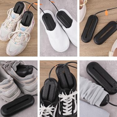 Електричний сушильник для взуття та черевиків з таймером, тихий, видаляє запахи, чорний, з EU-штекером