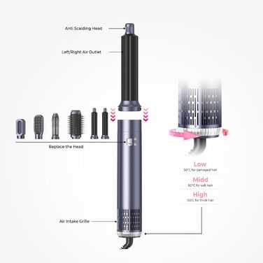 Професійний фен-щітка Pro Hairstyler Airbrush 6 в 1: сушка, укладка, об'єм, локони. 1000W