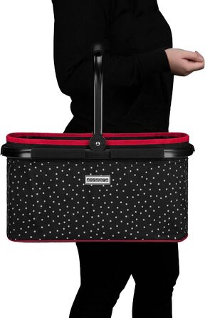 Кошик для покупок Anndora SNÖVIT 22 літри - чорний у білий горошок