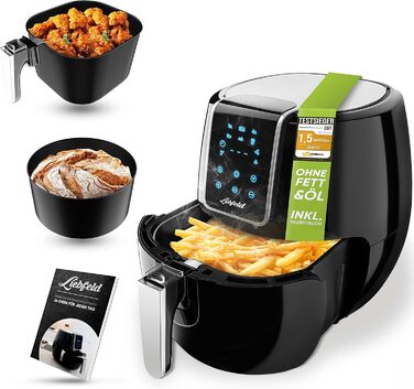 Аерофритюрниця Liebfeld XXL 5,3 л, 1800 Вт, приготування без олії, корзина та форма для випікання