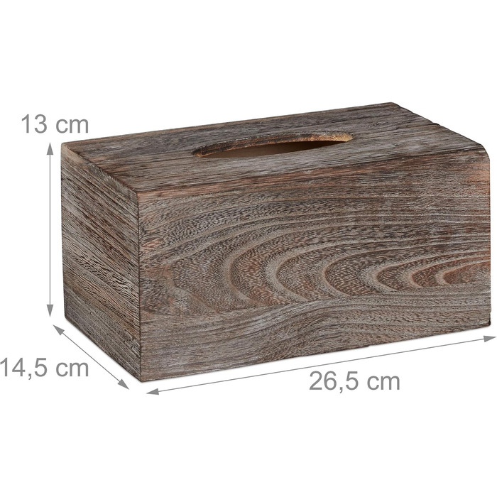 Relaxdays Tissue Box Shabby, Tissue Box with Sliding Cover, Tissue Box for Facial Tissues, HBT: 13x26.5x14.5cm, brown
