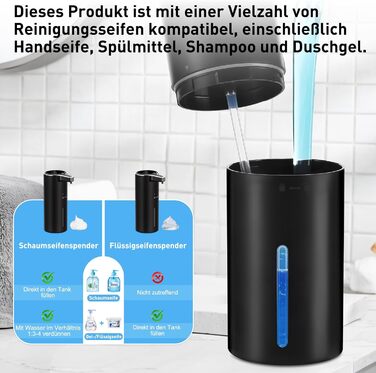 Автоматичний дозатор мила на стіну, сенсорний, 400 мл, USB, акумулятор 1800 mAh, для ванної, кухні, офісу (Білий). Підтримка чорного кольору та піни.