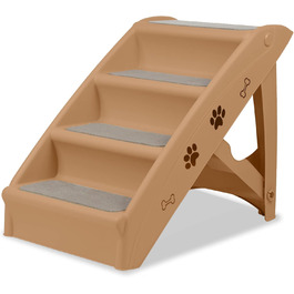 Складана собача драбина Froadp 49x38x61 см з 4 сходинками, з антиковзким покриттям для собак та котів (колір: коричневий)