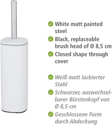Набір для туалету WENKO Alassio: щітка для унітазу з висувним картриджем, чорний, сталь, 9,3 x 39,2 x 9,3 см