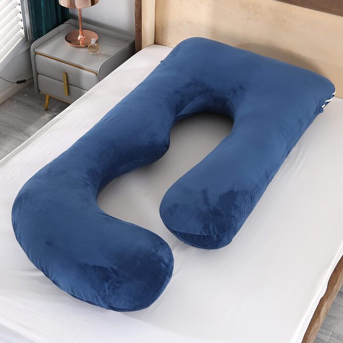 Подушка для вагітних Elover U-подібної форми, 144 см, знімний чохол, зелений велюр