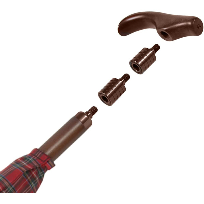 iX-brella Folding Umbrella with Adjustable Height and Wooden Handle - Red Checkered Small