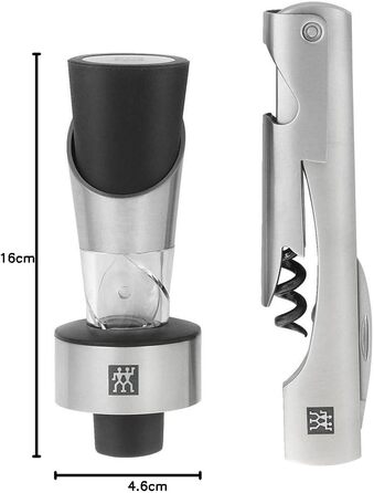 Набір сомельє ZWILLING 2 предмети: вилив для вина та штопор, нержавіюча сталь, срібний колір