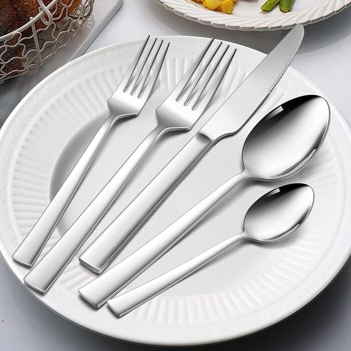 Cutlery Set for 6 People, HaWare 36-Piece Cutlery Set with Steak Knives, Stainless Steel Cutlery Set with Knife, Fork, and Spoon, Elegant Dinnerware Set for Home and Restaurant, Mirror Polished & Dishwasher Safe