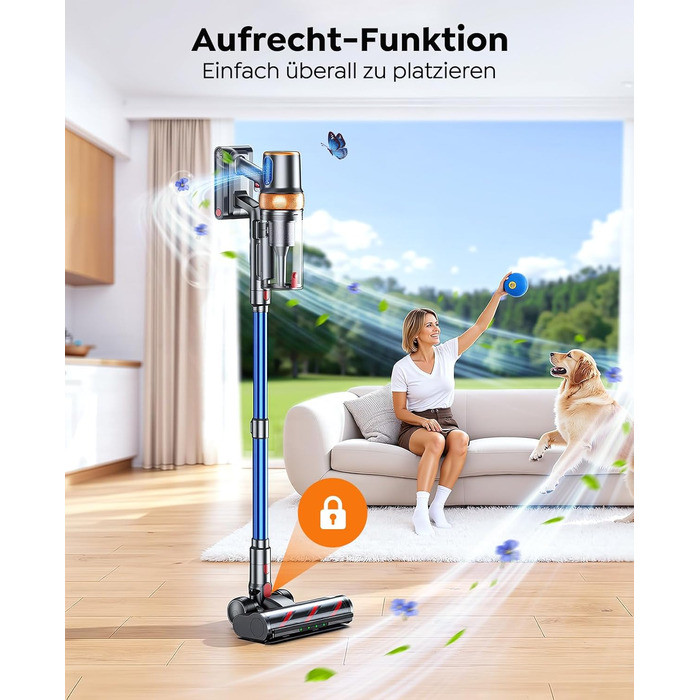 Бездротовий акумуляторний пилосос 600W/50KPA/65хв з док-станцією, для дому та авто, блакитний