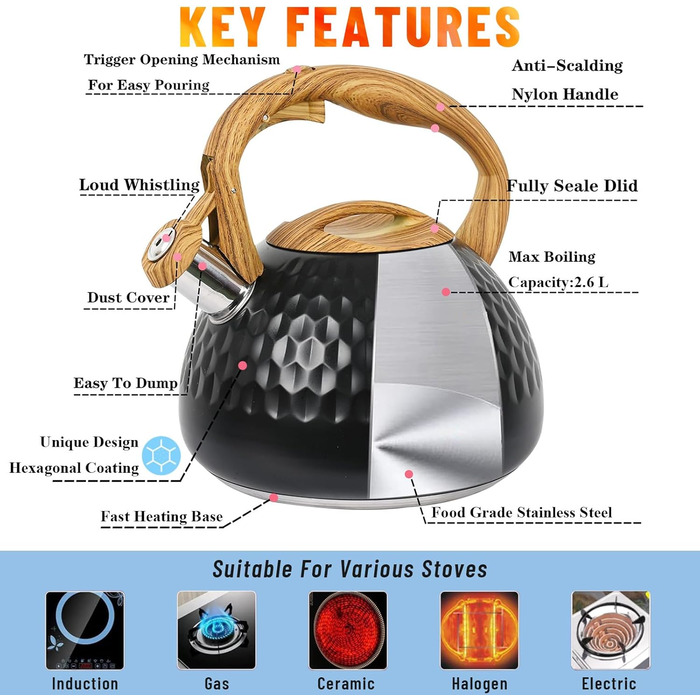 Чайник-свисток Teekessel з нержавіючої сталі, для всіх типів плит