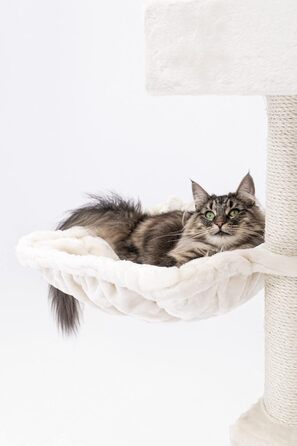 Котячий комплекс Petrebels Cleopatra, 134 см, з лежаком та котячою печерою, діаметр стовпів 9 см, бежевий/кремовий