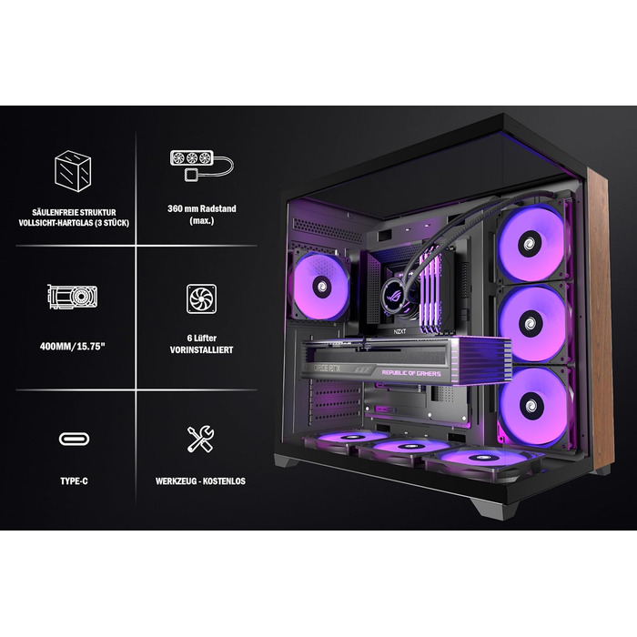 Корпус для ПК ANSAITE P7: Mid-Tower з 6 PWM ARGB-вентиляторами, скляна панель 270°, Type-C, чорний