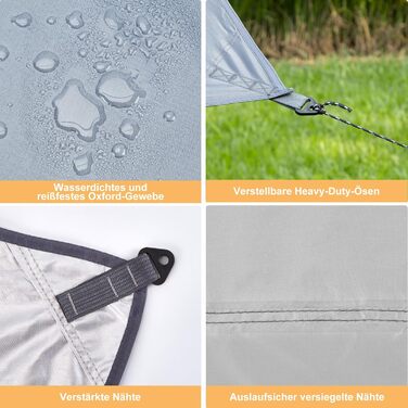 Тент для кемпінгу WADEO, 4x3 м, водонепроникний, з кілочками та стяжками, для пікніків та відпочинку на природі - Хакі (3,6м x 4,8м, Сірий)