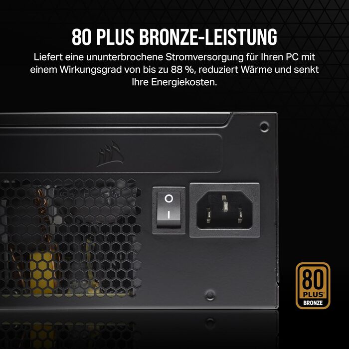 Блок живлення Corsair CX550 ATX 550W, 80 Plus Bronze, низький рівень шуму, чорний