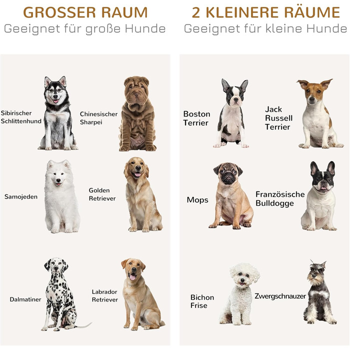 Клітка для собак PawHut, будиночок для собак з двокімнатним варіантом, клітка для домашніх тварин з двома дверцятами, переноска для собак, собачий будиночок для собак середніх розмірів, 120 x 60 x 88,5 см, дуб