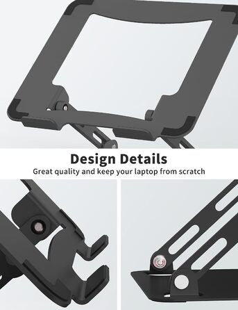 Adjustable Laptop Stand - Portable Riser & Ergonomic Computer Holder - Metal Laptop Mount for 10.6