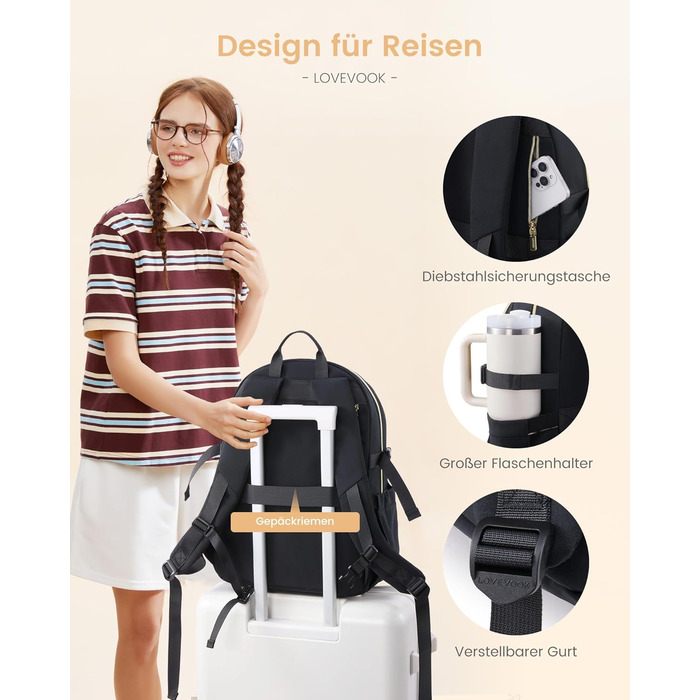 Шкільний рюкзак LOVEVOOK для дівчаток-підлітків, 15.6 дюймів, легкий, з плюшевим брелоком, для школи, середньої школи, світло-жовтогарячий (15.6', Y-чорний)