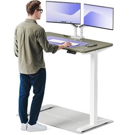 Електричний регульований стіл Desktronic HomeOne 120x60 см з підняттям, білий + зелений, з USB-A та USB-C портами для зарядки, сенсорне керування