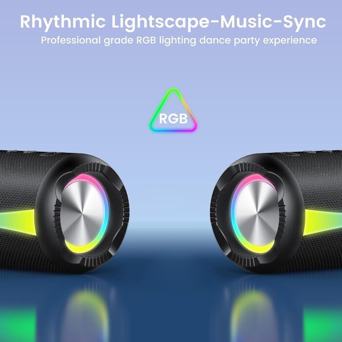 Bluetooth колонка з RGB підсвіткою, IP7 водонепроникна, 20 год автономії, потужний бас - Black