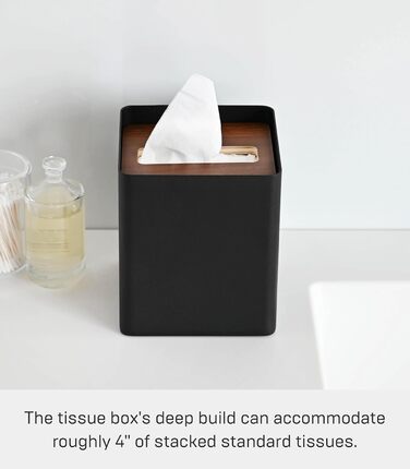 Yamazaki Box Cover Home | Stahl | Tissue Box, Universal Size, Walnut