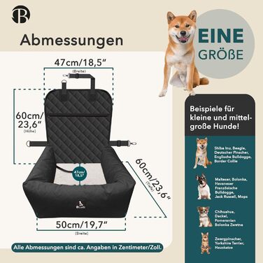 Bluzelle 2-in-1 Dog Car Seat & Bed - Oxford Fabric, Washable, Non-Slip - for Small & Medium Dogs - Black