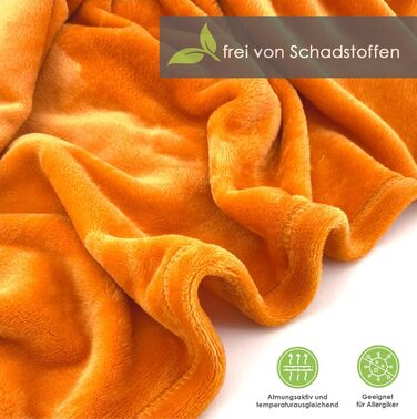 Плед фланелевий Heimtextland Kuscheldecke, теплий, м'який, 150x200 см, оранжевий (Typ380)