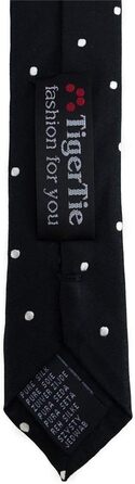 Краватка TigerTie шовкова вузька з візерунком в крапку (Чорно-біло-срібна)