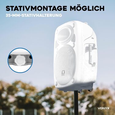 Vonyx Verve46 - портативна акустична система для вечірок з Bluetooth, 1000W, 2 мікрофони UHF, MP3, вбудований акумулятор, пульт ДУ - чорний