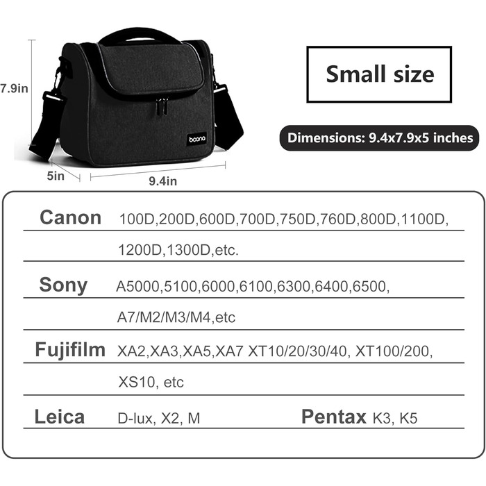 Чохол для камери Linpr: Сумка через плече для DSLR/SLR камер (Canon, Sony, Nikon), водонепроникна, чорна, S