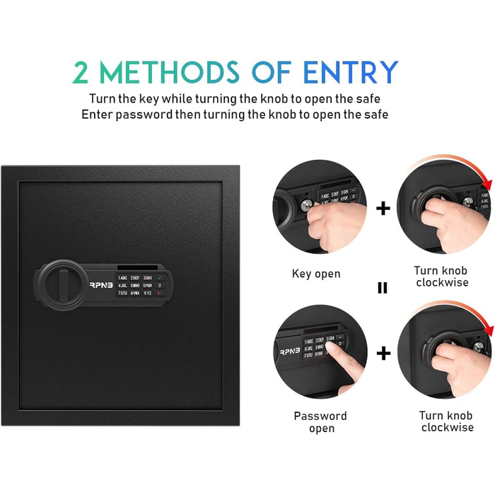 Електронний сейф RPNB Luxus Tresor з кодовим замком, 51 л - для дому, офісу, готелю, зберігання грошей та коштовностей