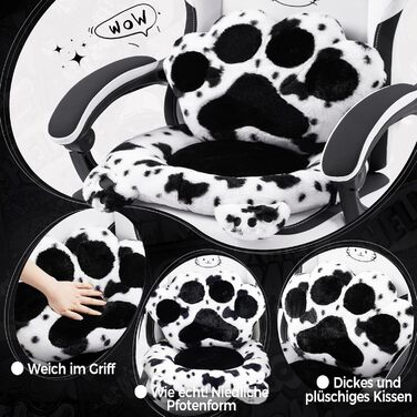 Ігровий крісло Dowinx з підніжкою, ергономічний, з дизайном лапок кота, сірий, для дорослих