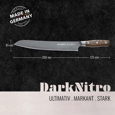 Ніж кухарський F. DICK DarkNitro 21 см - кований, нержавіючий, надзвичайно гострий клинок 61 HRC, ручка з дуба та Hammerschlag, професійний ніж з високоякісної сталі, Made in Germany, 81147212