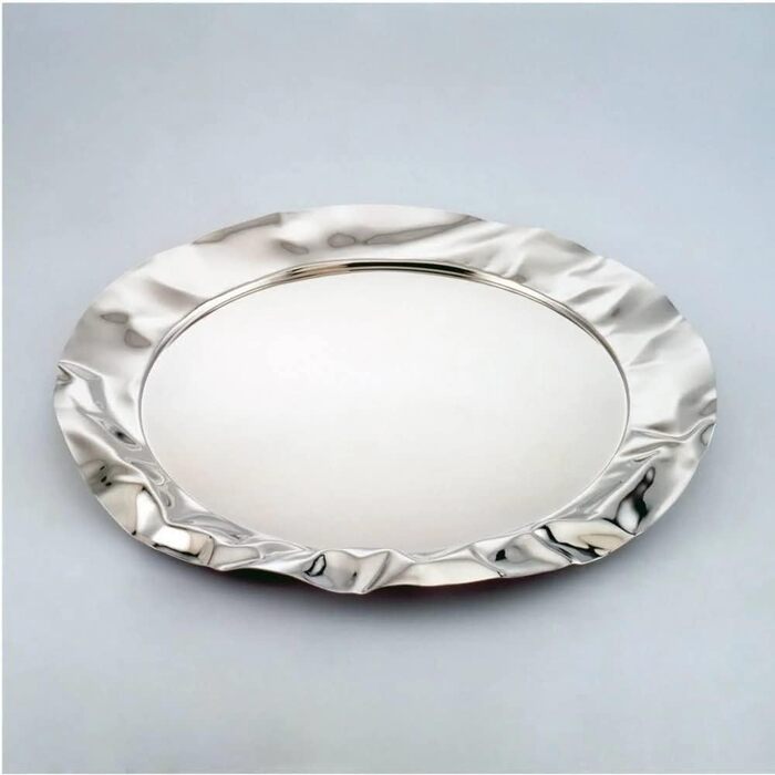 Alessi 90039 Round Tray, Stainless Steel, Silver, 7 x 44.5 x 14.5 cm, Units, 1.0