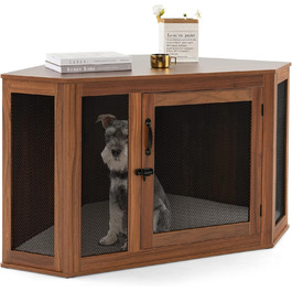 Клітка для собак GOPLUS Eck, будиночок-столик для собак з дверцятами та подушкою, переноска для собак для дому, клітка для тварин для невеликих кімнат та квартир, переноска для домашніх тварин у стилі меблів для маленьких собак