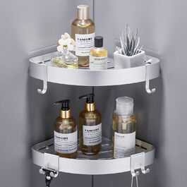 GERUIKE Shower Shelf No Drilling Shower Basket Shower Shelf Corner Wall Mount Adhesive Pad Silver Aluminum 2 Pack Shower Gel Shampoo Holder Corner Shelf Corner Rack for Shower Bathroom Kitchen