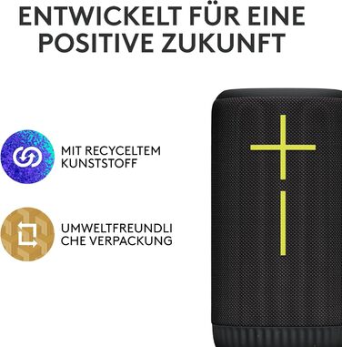 Портативна Bluetooth колонка Ultimate Ears Everboom: Водонепроникна (IP67), плаваюча, з глибокими басами та 360° звуком, до 20 годин роботи, радіус дії 55м - Чорний