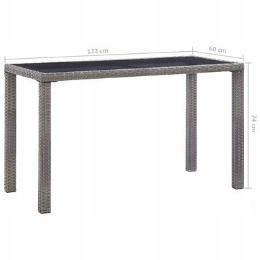 Прямокутний стіл з техноротанга vidaXL, 60 x 123 x 74 см