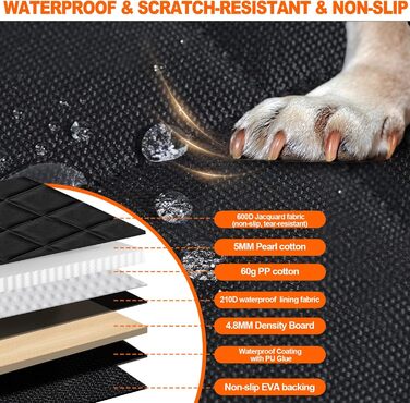 Захисний чохол на заднє сидіння автомобіля для собак, водовідштовхуючий, антиковзаючий, 128x61 см, чорний