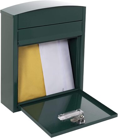 Поштовий ящик ARREGUI Compact E5731 сталевий (білий/зелений), розмір S (DIN A5), настінний, водонепроникний, з табличкою для імені, 2 ключі, легкий монтаж