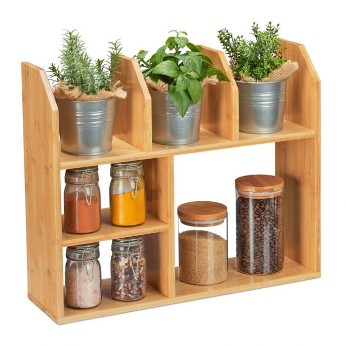 Relaxdays Bamboo Shelf with 6 Compartments