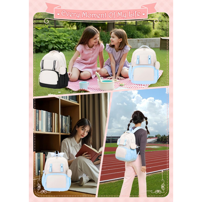 Шкільний рюкзак Aryan для жінок, 17 дюймів, легкий, з відділенням для ноутбука, сумка для жінок, підлітків, дівчаток та хлопців, для подорожей, коледжу та роботи (блакитний)