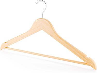 30 дерев'яних вішалок натурального кольору з антиковзним тримачем для штанів - 45 см - Hangerworld