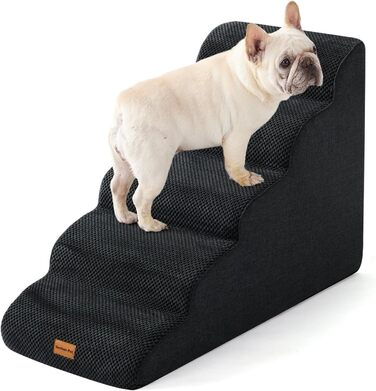 Сходинка для собак Gardner Pet - 35/42 см, 3 сходинки, з високощільної піни, з неслизьким водонепроникним покриттям, для ліжка, дивану, крісла (5 сходинок, чорний колір)