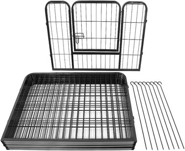 Клітка для собак, металева, для цуценят, гризунів, кроликів, розкладний вольєр, з дверцятами (310 x 2,5 x 75 см, 80 x 60 см)