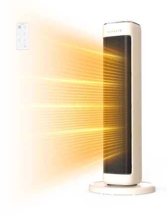 Електричний обігрівач AIRMATE 63см: керамічний, тихий, з термостатом та осциляцією, 3 режими, таймер, 2000W, захист від перегріву, білий