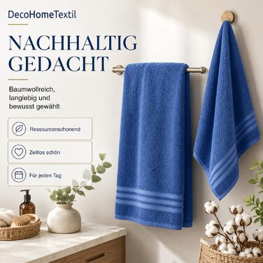 Набір рушників DecoHomeTextil Eco (6 шт.), махрові, екологічні та гігроскопічні, сині (4 шт. 70x140 см, 2 шт. 50x100 см)