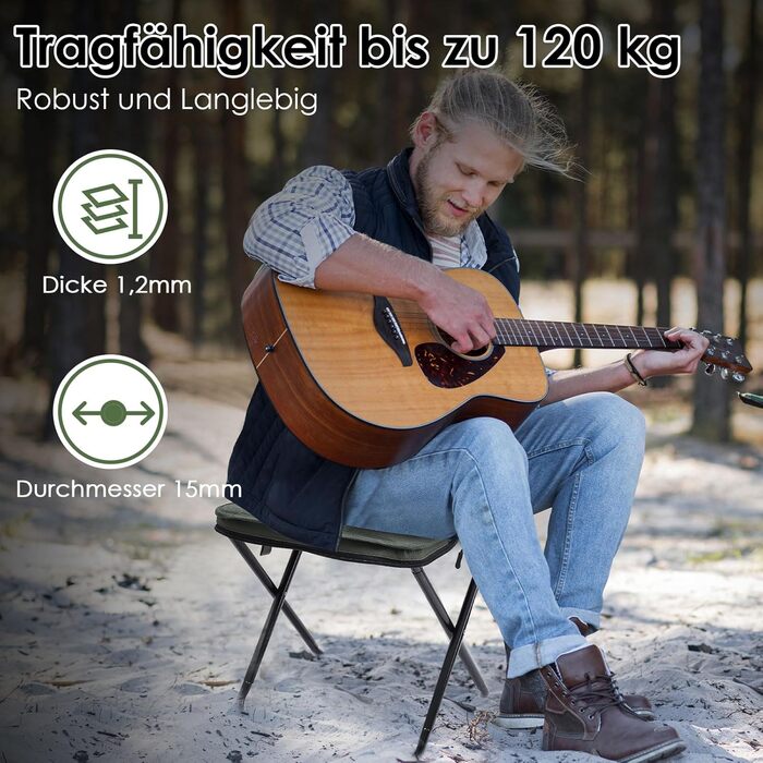 Складний туристичний стільчик MOONCY, 33x26,5x32 см, 120 кг, для кемпінгу, риболовлі, зеленого кольору