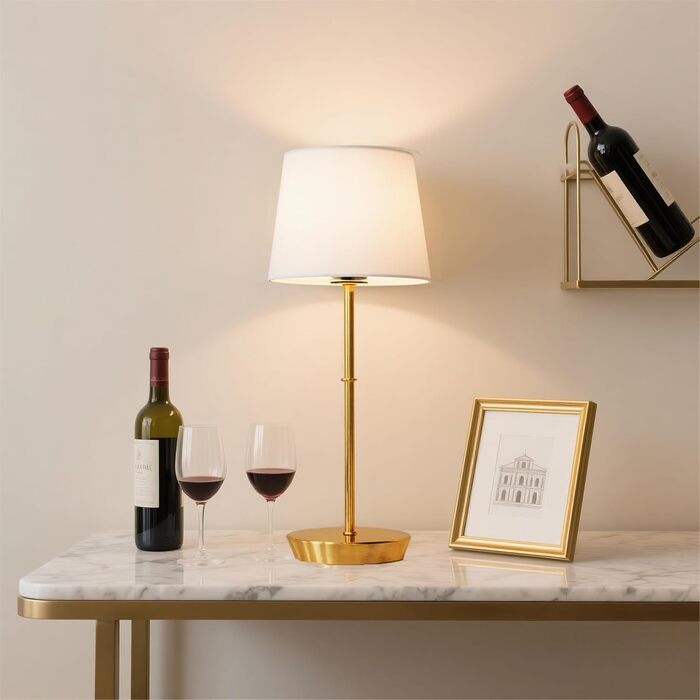 Бездротова настільна лампа з акумулятором 5000mAh, LED, сенсорне управління, RGB, з пультом, для спальні, вітальні, їдальні – (латунь)