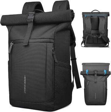 Чорний рюкзак Rolltop 20-27L з відділенням для ноутбука 17